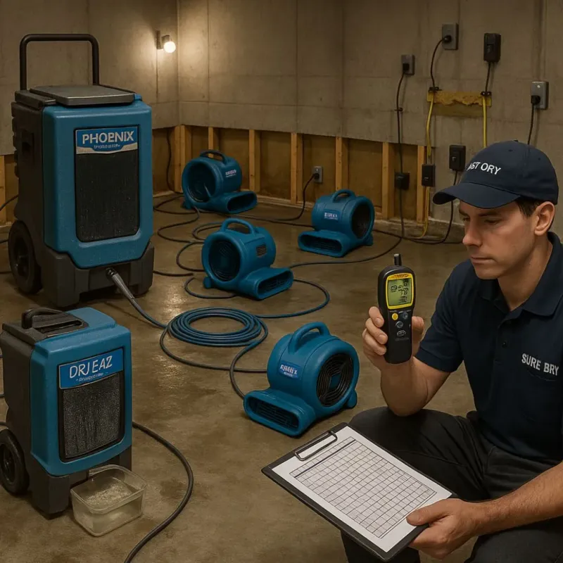 Structural Drying and Dehumidification process in Baden, PA